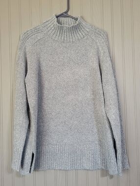 Loft Mock Turtleneck Sweater Wool Blend Pullover Long Sleeve Gray Women's Small